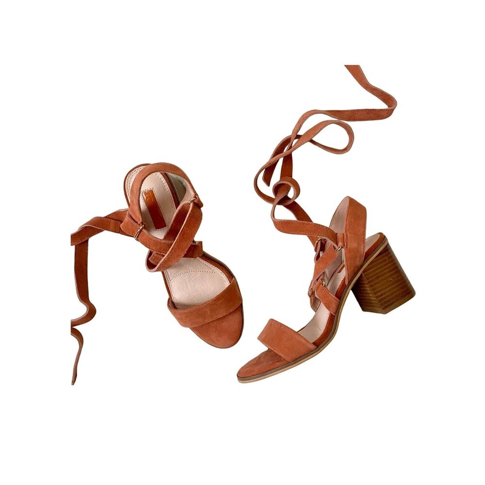 Topshop Orange Suede Wrap Ankle Sandals Size 5.5